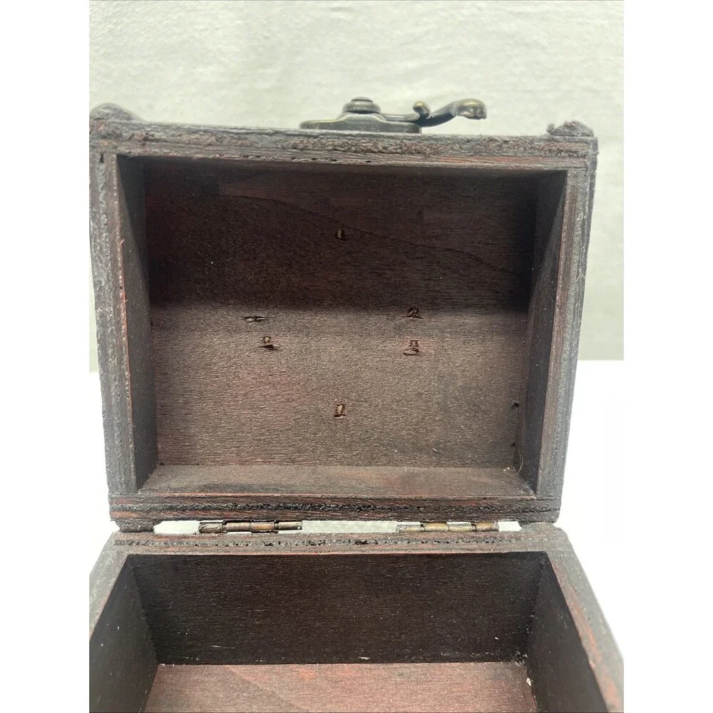 Handmade Chinese Wooden Jewelry Box Ornate Metal Fittings 4.5